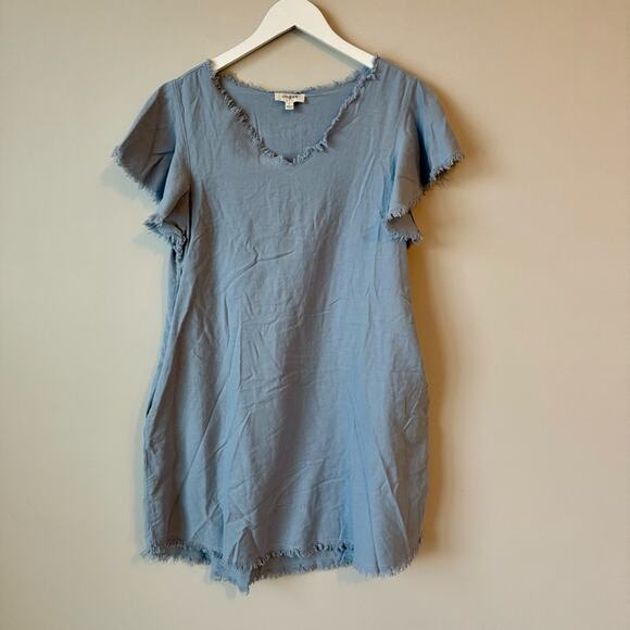 Umgee | Lightweight Chambray Flutter Sleeve Dress - Picture 1 of 6